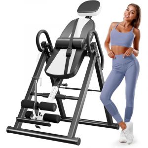 Relax Zone - Banc de musculation inversé - Entraîneur de gravité - Table d'inversion pour exercices du dos - Back Extension - Blanc