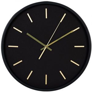 Epikasa - Horloge Murale Kensington, Verre, Plastique, Noir, Or, 4,5x35x35 cm