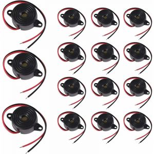 Laoa - 15 pièces DC3V 6 v 9 v 12 v 24 v buzzer électronique, 85dB, buzzer arduino, alarme sonore électronique piézo active tonalité continue