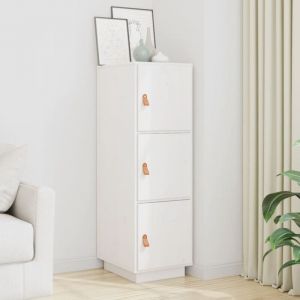 Buffet haut, Enfilade, Armoire de cuisine Blanc 34x40x108,5 cm Bois massif de pin WFE317237 design in