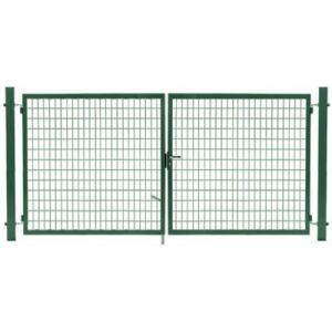 Cloture & Jardin &ndash; Portail grillag&eacute; vert 2m &ndash; Acier galvanis&eacute; avec rev&ecirc;tement thermolaqu&eacute; &ndash; Grilles rigides 100x50mm &ndash; Hauteur 0,98m
