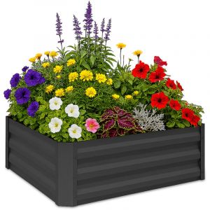 Relaxdays Carré potager, métal galvanisé, pour fleurs, plantes et légumes, HxLxP : 30x90x90 cm, jardinière d’extérieur