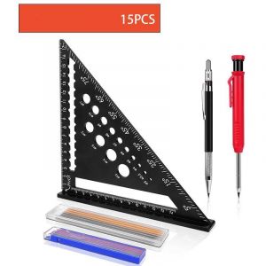 Règle triangulaire pour le travail du bois, règle triangulaire pour charpentier - Carré de en alliage d'aluminium Rapporteur de règle triangulaire en