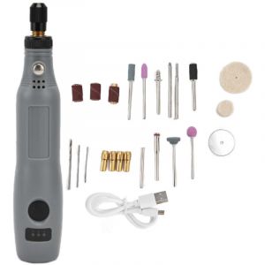 Mini perceuse électrique DC5V 3 vitesses réglable Mini meuleuse électrique ensemble polissage perçage découpe outil de gravure gris