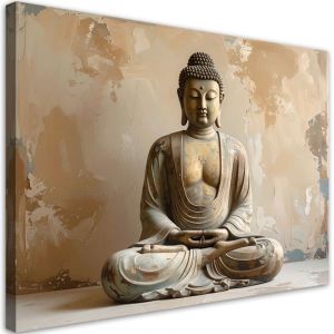 Tableau d&eacute;co Bouddha Zen Spa sur fond beige 100x70