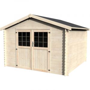 D&eacute;cor Et Jardin - Abri de jardin bois flovene 326x326 cm - Surface utile : 9 m&sup2; - &Eacute;paisseur : 28 mm - Couleur : Naturel