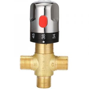 Tonchean - Robinet mitigeur thermostatique en laiton plaqué argent durable, contrôle de la température, accessoires de salle de bain