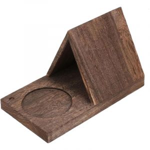 Marque-page triangulaire en bois avec porte-gobelet Porte-livre de chevet Support de recettes de comptoir Pupitre de lecture en bois avec fente