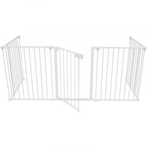 Tolletour - Barrière Pare feu avec portillon, Barriere de securite enfant-Animaux, pliable, longueur totale 310 cm,Blanc