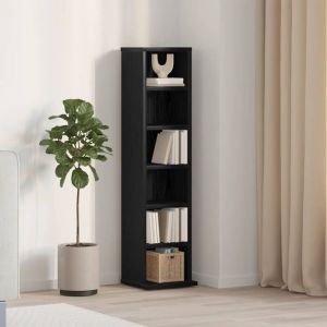 Armoire &agrave; CD-&Eacute;tag&egrave;re range CD-Meuble de rangement ch&ecirc;ne noir 21x20x88 cm bois d'ing&eacute;nierie 821550