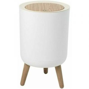 Poubelle sur pied de salle de bain 7L couleur bois pour la cuisine, la salle de bain, la chambre, le salon, le bureau, l'extérieur