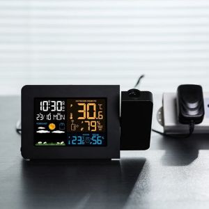 Station météo sans fil, thermomètre et hygromètre avec capteur, horloge météo à projection, thermomètre intérieur/extérieur avec radiocommande rcc,
