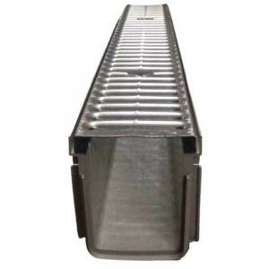 Adequa &ndash; Kit d'&eacute;vacuation haute r&eacute;sistance pour eaux pluviales &ndash; Grille m&eacute;tallique en acier galvanis&eacute; &ndash; Dimensions 1000x130x175 mm &ndash; R&eacute;sistance A-15