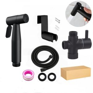 Kit Douchette wc,Pulv&eacute;risateur de toilette pour bidet,jet &agrave; deux fonctions, facile &agrave; installer, Pulv&eacute;risateur pour L'hygi&egrave;ne Personnelle Noir