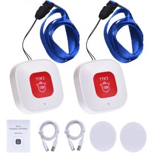 Bouton d'appel d'urgence WiFi Mini bouton d'urgence portable Rechargeable sans fil WiFi Pager Bouton d'alerte infirmière Prise en charge de l'alarme