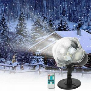 Chute de neige LED Lumi&egrave;re Projecteur,Lumi&egrave;res avec T&eacute;l&eacute;commande Rotative Paysage &Eacute;tanche Flocon De Neige &Eacute;clairage D&eacute;coratif pour Parti