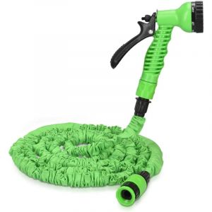 Tuyau d'arrosage extensible vert de Après injection d'eau22.5m, tuyau d'arrosage à 7 modèles de buses, adaptable à 1/2 '' et 3/4 ''tuyau d'arrosage
