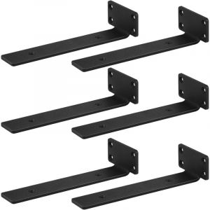 6pcs Equerre Etagere Murale Noire M&eacute;tal Equerre Charge Lourde, Capacit&eacute; de Charge 68 kg &eacute;querre &eacute;tag&egrave;re Invisible, Equerre Murale avec Vis Equerre