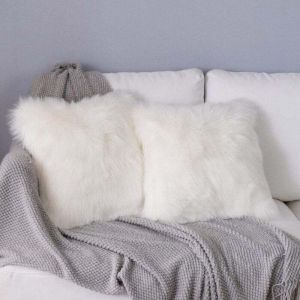 Housse de Coussin,Peau de Mouton Fourrure Cuir Taie d'oreiller,Fausse Fourrure Deluxe D&eacute;coratif Canap&eacute; Chambre Lit Super Doux Peluche Mongolie Taie