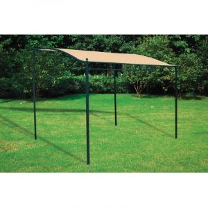 Salone - Ve'randa pergola en acier vert et plateau en polyester beige 250x300x250 / 203 cm pour jardin exte'rieur