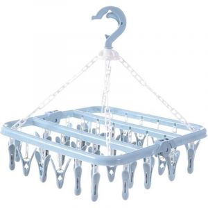 S&eacute;choir &agrave; linge pliable avec 32 clips - Crochet rotatif - Coupe-vent - Porte-chaussettes - S&eacute;choir &agrave; linge - Sous-v&ecirc;tements - Cintre peu encombrant