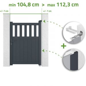 Portillon ajustable en largeur SANTIS 1m H.140cm Aluminium Gris Anthracite