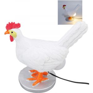 Lampe en forme d'œuf de poule, veilleuse LED 3D en forme de coq, lampe de table en résine réaliste, lampe d'œufs de Pâques lumineuse, lampes de