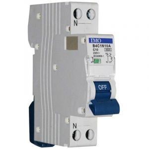 Disjoncteur phase neutre 10A 1P+N - courbe C - 4,5kA - &Agrave; vis - MCB - B4C1N10A - IMO