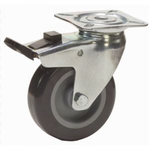 2gt Roues Et Roulettes - Roulette pivotante à frein diamètre 75 mm Caoutchouc Thermoplastique gris - 60 Kg