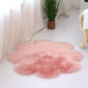 Jn.songs - Tapis Salon Prune Shaggy Moderne Tapis Fourrure Tapis &agrave; Poils Longs Moelleux 90CM - Rose Clair