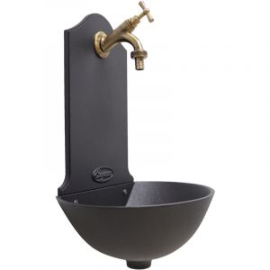 Fontaine murale Malaga de couleur fonte avec robinet en laiton bruni pour la maison et le jardin