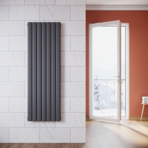 Sonni - Radiateur eau chaude en acier Conception murale Vertical Tube plat Radiateur chauffage central 1600x542mm Panneau Double Anthracite (1641W)