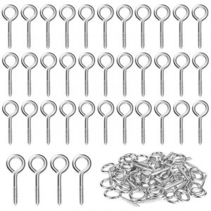 40 Pi&egrave;ces M3 Piton &agrave; Visser en Acier Inoxydable 304 Vis Mouton Oeil Rond Auto Taraudeuse Vis &agrave; Anneau Crochets &agrave; Oeil Boulon &agrave; &oelig;il Crochets Piton &agrave;