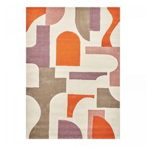 Tapis salon et chambre 160x230 gris et beige rectangle tiss&eacute; motif g&eacute;om&eacute;trique ECHO 3