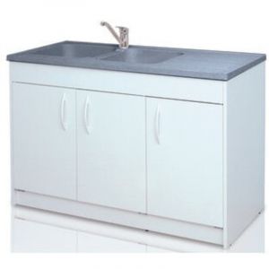 Meuble sous &eacute;vier KIT en 120cm blanc GENTE 3 portes