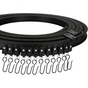 Rail De Plafond Flexible Pour Rideaux, 3 M&egrave;tres, Avec Roulettes Silencieuses, Rail Incurv&eacute;, Pour Fen&ecirc;tres, Rideaux De Douche, H&ocirc;pitaux, Noir