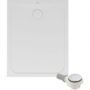 Receveur de douche antid&eacute;rapant 100 x 80 VILLEROY ET BOCH Lifetime Plus c&eacute;ramique blanc + Bonde chrom&eacute;