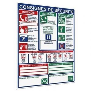 Panneau vertical des consignes de sécurité