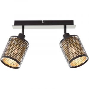 Barre de spots Cheval 2-flammes or noir métal 2x D45, E14, 28 w, Convient pour lampe à poser (non incluse) - Brilliant