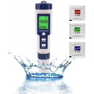 Ph-m&egrave;tre Testeur PH Electronique, Testeur Eau Piscine 5 en 1 avec R&eacute;tro-&eacute;clairage, PH/TDS/EC/Salinit&eacute;/Tempm&egrave;Tre avec ATC, PH Metre Haute Pr&eacute;cision de