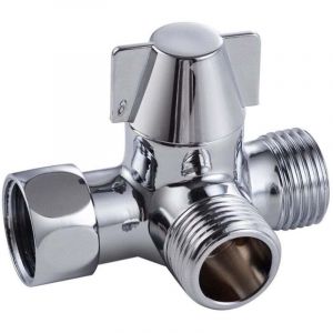 Inverseur &agrave; 3 voies Commutateur de vanne pour douche, Douchette et douche de t&ecirc;te bras de douche inverseur 3 voies laiton massif, chrome poli