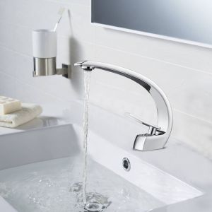 Auralum - Arc Mitigeur Robinet de Lavabo Large Virage Robinet Cascade Mitigeur Evier Monocommand pour Lavabo Mitigeur Vasque à Poser Lave-main pour