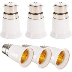 6pcs Adaptateurs de douille - Convertisseur de lampes douille B22 vers E27 - Adaptateur de douille pour LED halog&egrave;ne ampoule &eacute;conomique