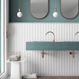 Carrelage mural fa&iuml;ence effet graphique DOME 20x6.5cm DOME OUT 20x6.5cm Blanc - Mat - bo&icirc;te de 0.50 m2