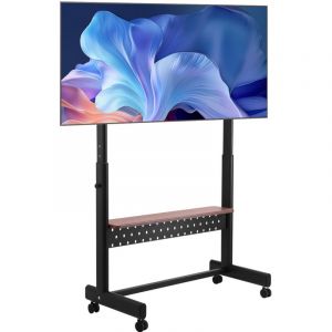 Support tv a roulettes, pour televiseur/LED/LCD/OLED de 1397 a 2540 mm, chariot tv portable, hauteur reglable avec plateau, jusqua 92,99 kg, Max.