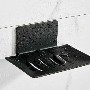 Porte Savon Mural sans Per&ccedil;age Porte-Savon Douche en Acier Inoxydable Porte Savon INOX Auto-Adh&eacute;sif pour Stocker Eponges Brosses Savon (Noir)