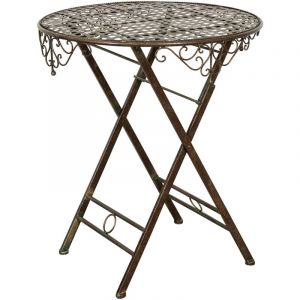 Table basse pliante en fer forgé, Table ronde de jardin, Bar et Restaurant, Table à thé décorative d'extérieur décoratif