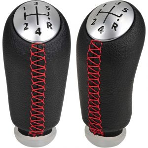 5 Vitesses Manuel Pommeau de Vitesse Cuir Universel pour Renault Megane 2 Clio 3 Scenic 2 Kangoo Boite Levier Voiture,Coutures Rouge