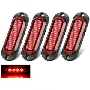 4 pcs lampe de feux de position lat&eacute;raux &agrave; led,DC12v/24v 4 leds feu arri&egrave;re avant,rouge feux de position lat&eacute;raux &agrave; led feux de gabarit pour camion