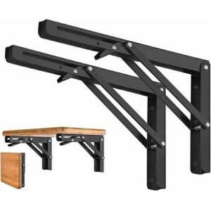 SNQ - Lot de 2 Equerre Etagere Pliante 300mm, Equerre Rabattable Murale, Support Console Pliable 50KG Porteur,equerre pliable--